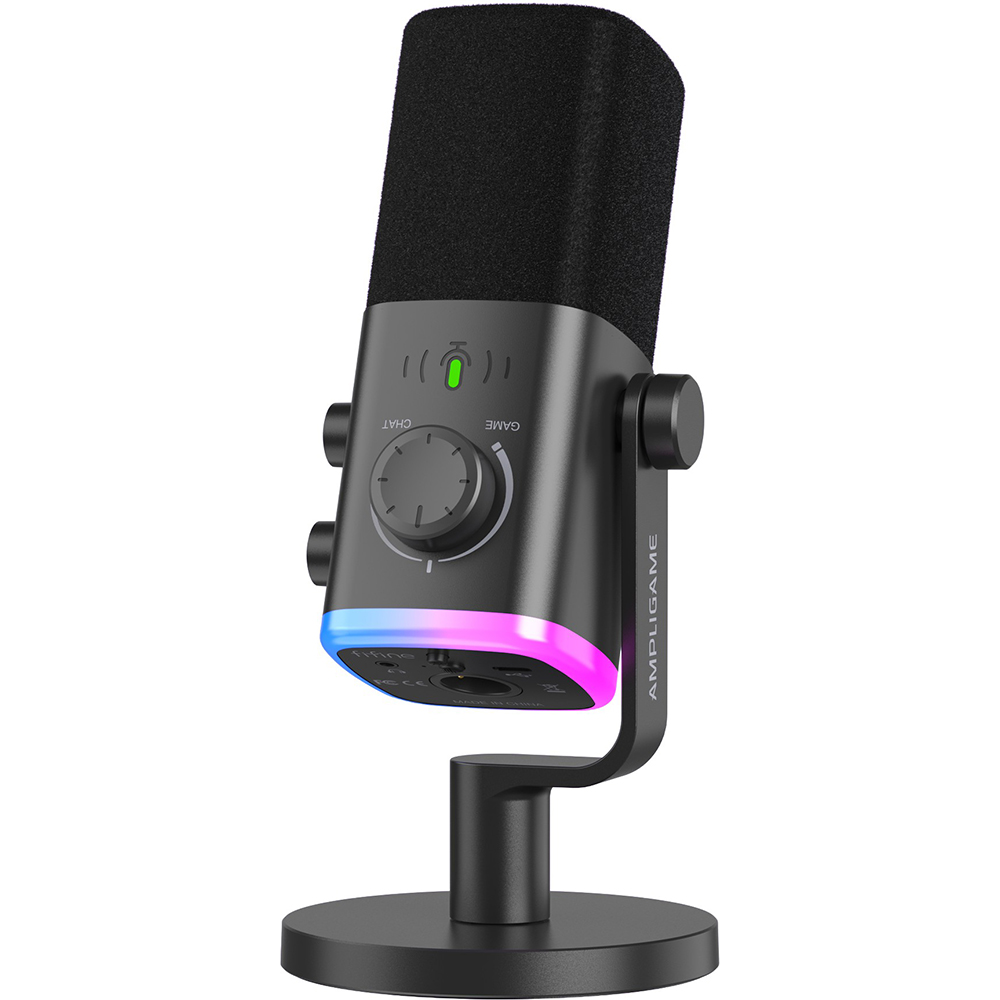 Микрофон FIFINE Black (AM9) Дополнительно комплектация: USB/XLR микрофон, подставка, USB-кабель Type-C; шумоподавление, сенсор Mute, RGB-подсветка; диапазон 80 Гц–18 кГц; чувств. –51 ± 3 дБ; макс. 120 дБ; SNR &gt; 75 дБ; подключение USB-A/Type-C, XLR, jack 3.5 мм