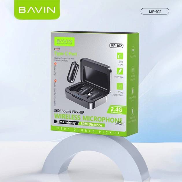Зображення Петлічний мікрофон BAVIN BAVIN MP-102 Type-C Black (MP-102 BK)