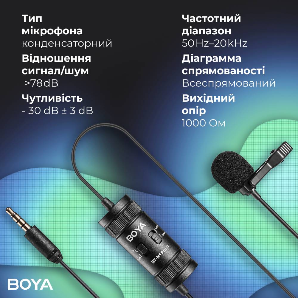 У Фокстрот Мікрофон BOYA BY-M1 Pro II Black