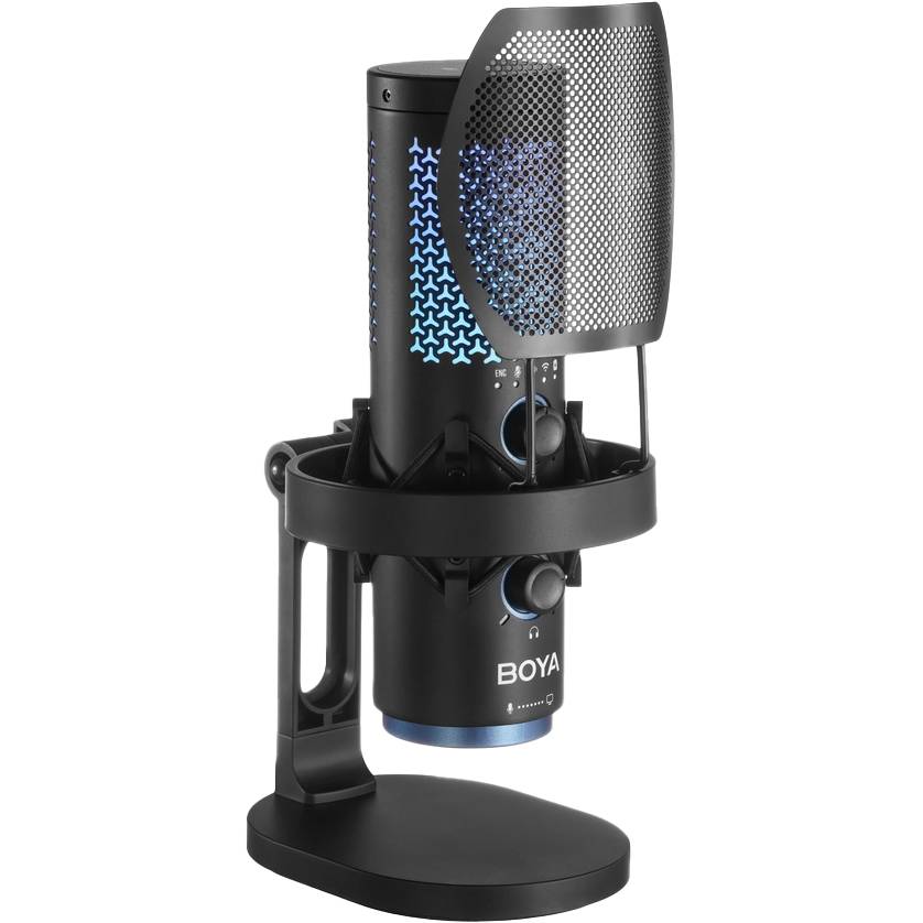 Микрофон BOYA K5-02 RGB Black Комплектация Микрофон с амортизационным креплением и подставкой, поп-фильтр, кабель USB-C - USB-C/USB-A, резьбовой адаптер 5/8" до 3/8", USB приемник, адаптер для крепления на пантограф