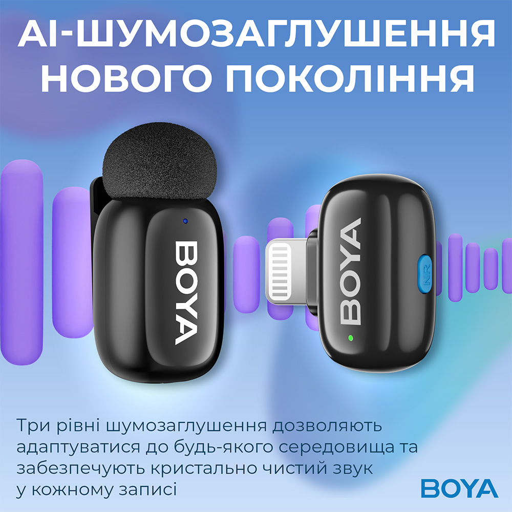 Фото 14 Микрофон BOYA mini-12 Type-C/Lightning Black