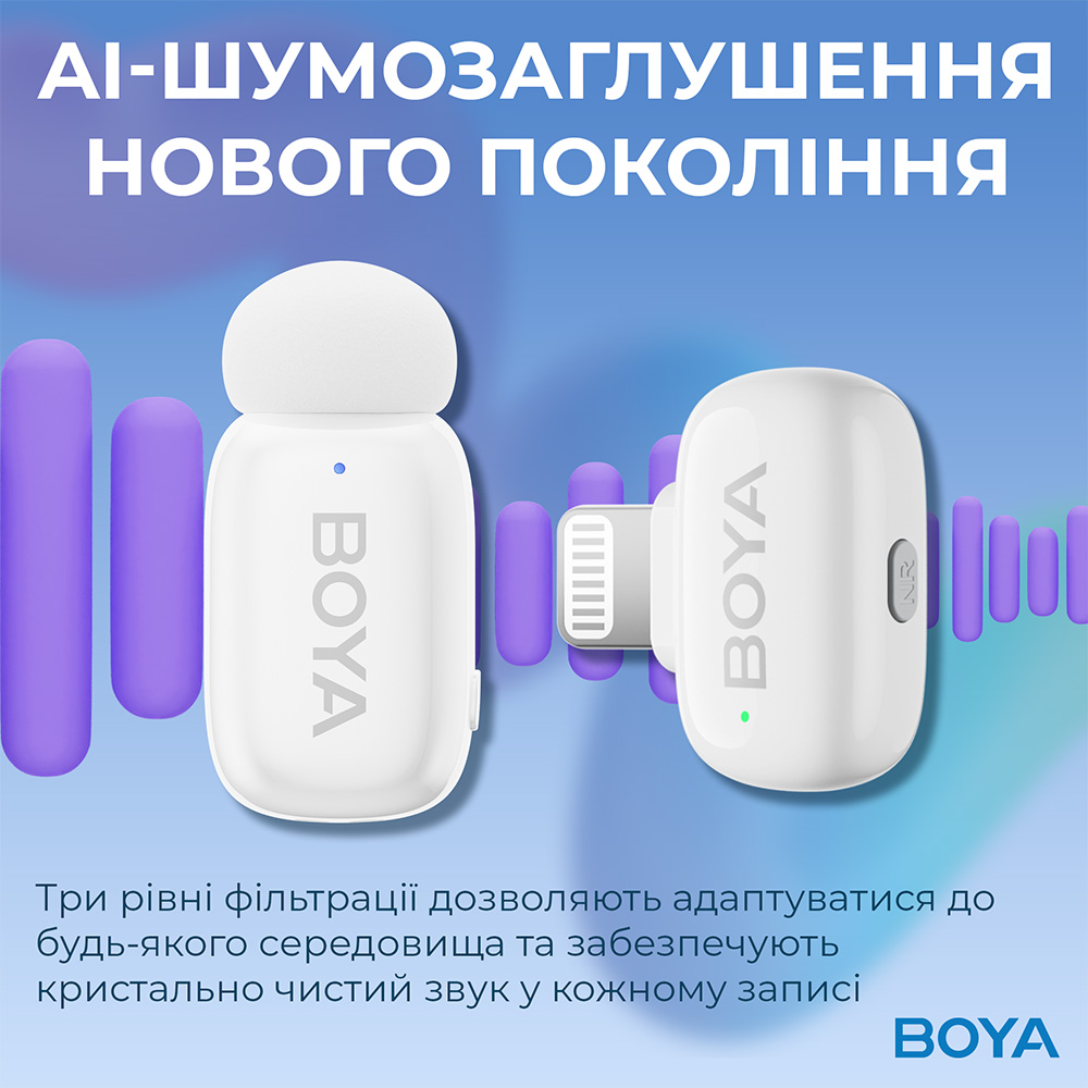 В Фокстрот Микрофон BOYA mini-13 Type-C/Lightning White