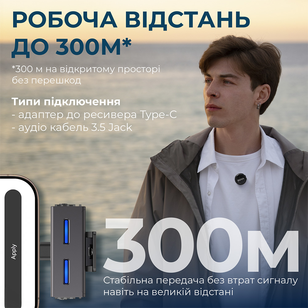 Изображение Микрофон BOYA LINK 3-02 Type-C/TRS Black