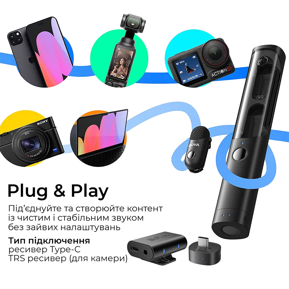 Обзор Микрофон BOYA Magic-07 Type-C/TRS Black