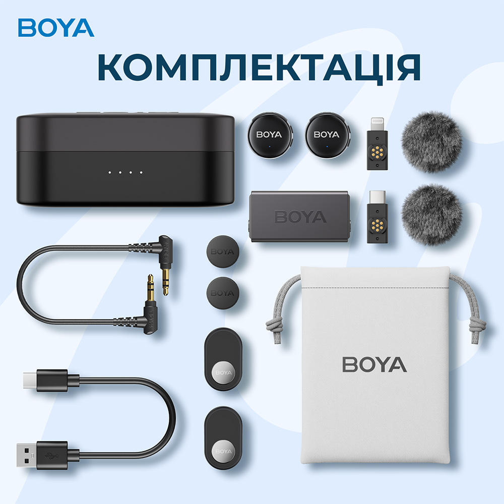 Фото 18 Микрофон BOYA LINK 3-01 Type-C/TRS/Lightning Black