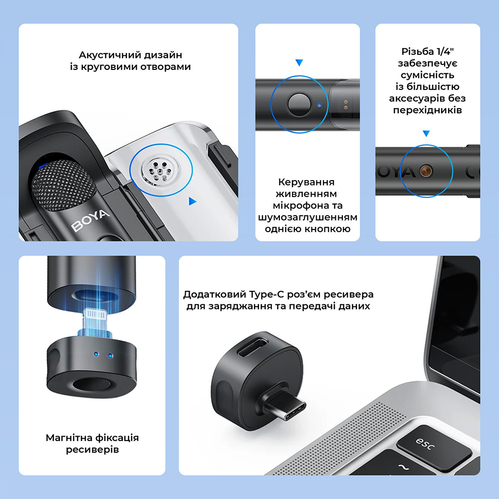 Заказать Микрофон BOYA Magic-07 Type-C/Lightning Black