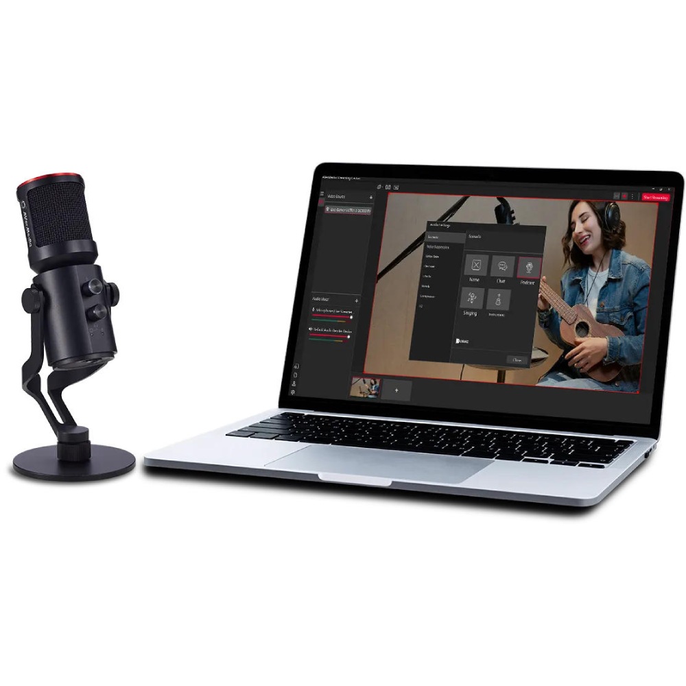 Мікрофон AVERMEDIA AM350 Black (40AAAM350AWD) Додатково вага: мікрофон 302.2 г, кронштейн 108.2 г, підставка 231.8 г; Розміри із підставкою: 56 x 230 мм; SPL: 120 дБ; Частота дискретизації: до 96 кГц; діапазон частот: 20 Гц – 20 кГц