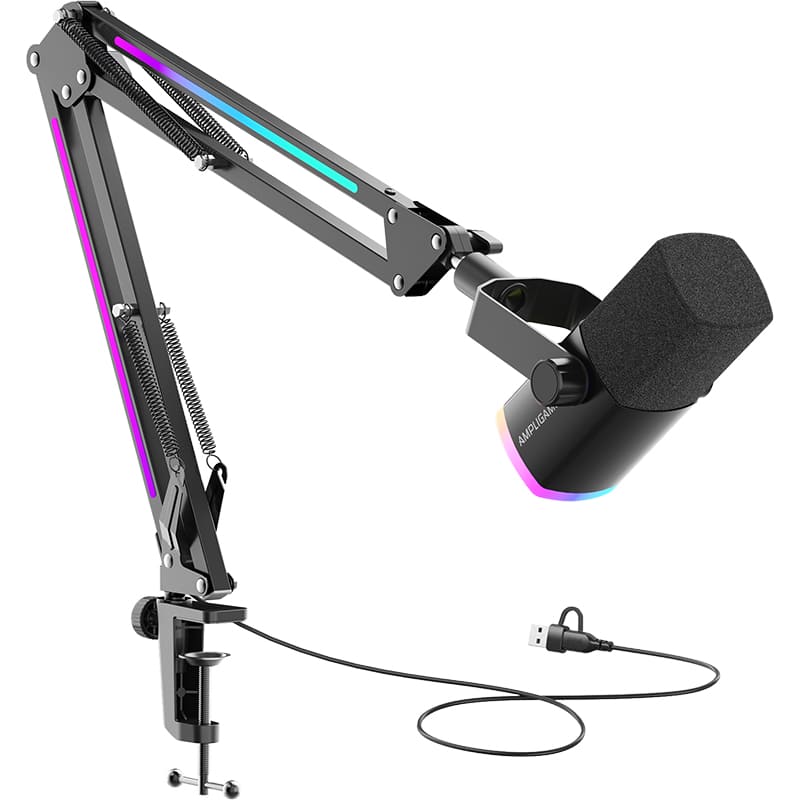 Микрофон FIFINE AM8PROT USB/XLR Black Комплектация USB кабель; Пантограф с RGB-подсветкой; С-образный зажим (струбцина); Руководство пользователя