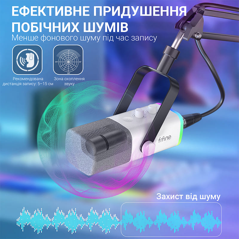 Микрофон FIFINE AM8TW USB/XLR White Тип для персонального компьютера