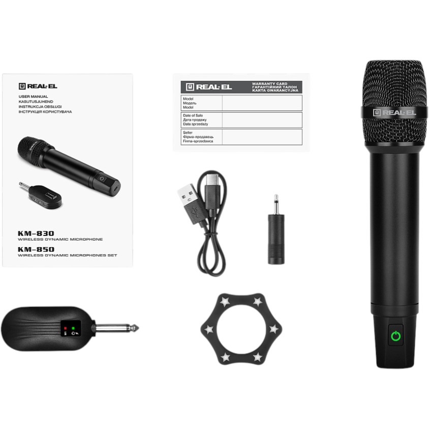 В интернет магазине Микрофон REAL EL KM-830 + ресивер Black (EL121900001)