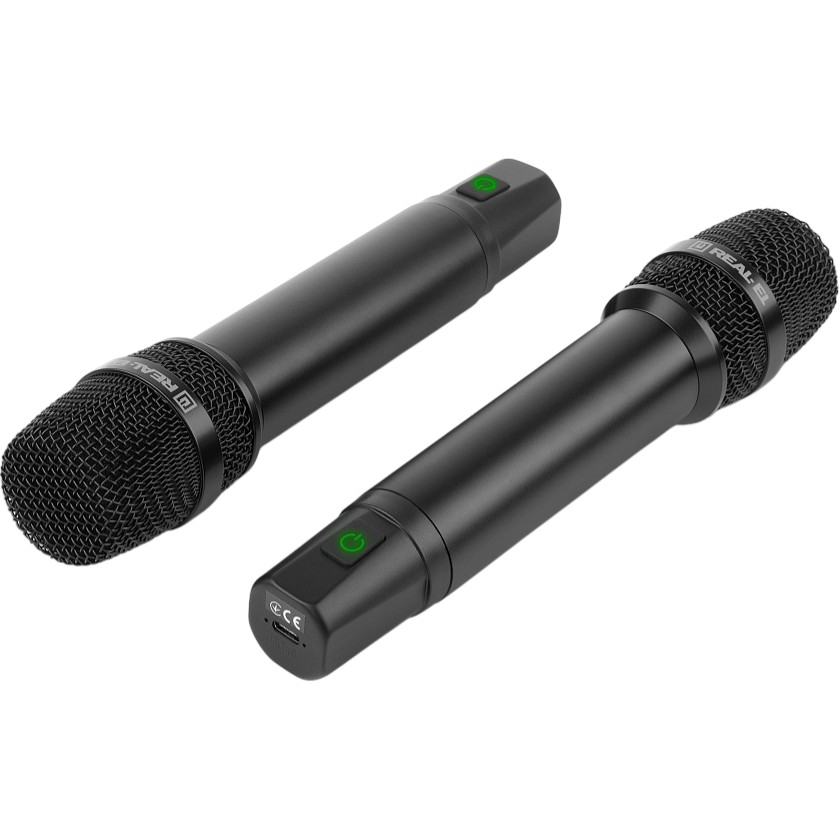 Набор микрофонов REAL EL KM-850 2 шт Black (EL121900002) Дополнительно До 12 ч автономной работы; Поп-фильтр; Повышенная чувствительность и высокое шумоподавление; Вес: 210 г; Частотный диапазон, Гц: 100-12000; Мощность передатчика: 5 мВт; Частота: 2400 МГц; Тип разъёма: TS 1/4" (6.35 мм джек); Мембрана: Ø 25 мм