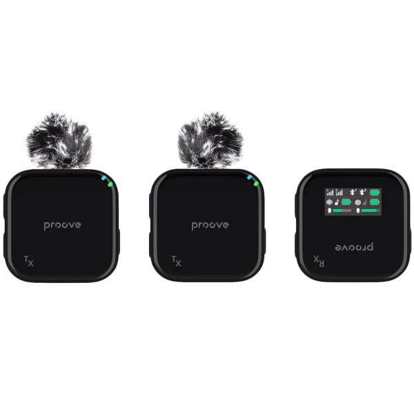 Микрофон петличный PROOVE Studio Black (PSWM15000201) Дополнительно емкость аккумулятора корпуса 1500 мАч; разъем: Lightning, Type-C, AUX; время задержки: беспроводное соединение: 30 мс; Bluetooth: 150 мс; емкость аккумулятора микрофона 300 мАч; соотношение сигнал/шум: беспроводная связь >70 дБ; Bluetooth >90 дБ