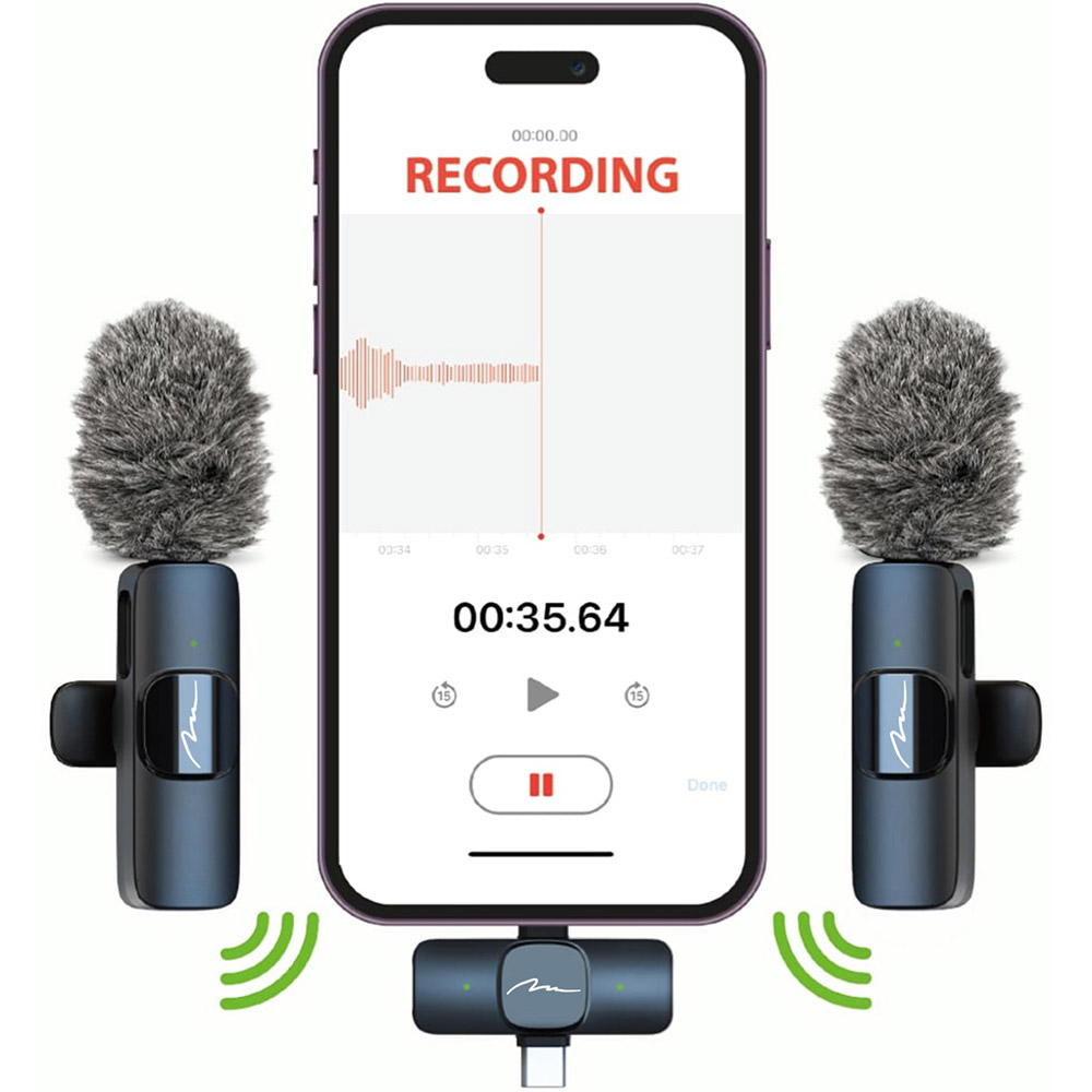 Микрофон Media-Tech MT416 USB-C/Lightning 2-Pack Micro-Mic Duo Black Длина кабеля/радиус действия 35