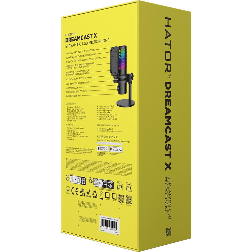 Изображение Микрофон HATOR Dreamcast X RGB Black (ESS10)