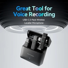 Мікрофон VENTION USB-C 2-Pack Wireless Lavalier with Charging Case Black (NCAB0)