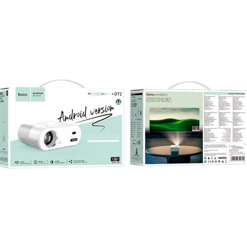 Фото Проектор HOCO DT2 Smart Projector Android Version EU Gray/White (6942007629645)