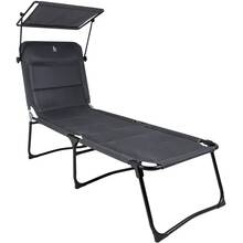 Ліжко BO-CAMP Sun Lounger With Sunscreen 5 Positions Grey (1304492)