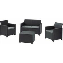 Набор мебели KETER Emma 2 seater set стол-сундук серы (8711245148014)