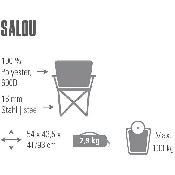 Стілець складаний HIGH PEAK Salou Dark Grey/Blue (44108) Тип стільці