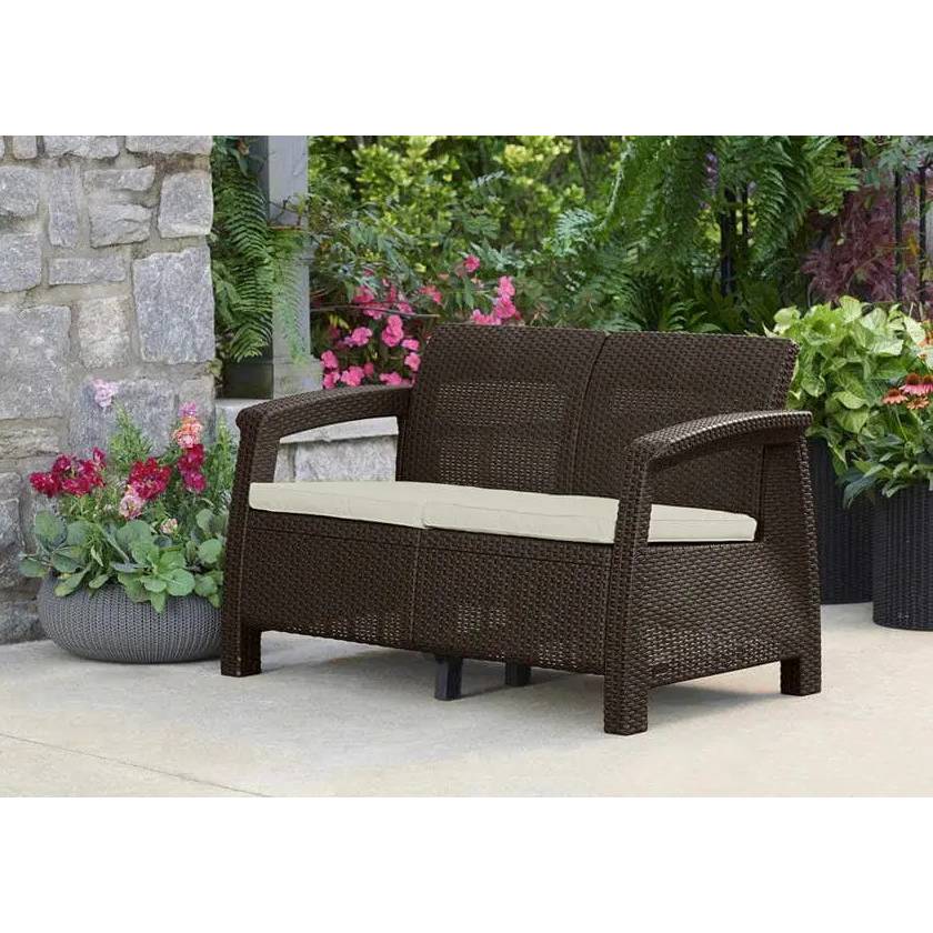 Софа KETER Corfu II Love seat Brown (17197359 коричн.) Размер в сложенном виде 70х128х79