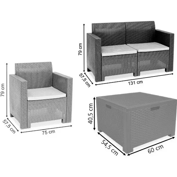 Набор мебели BICA Nebraska 2 Beige/Grey (9067.1) Размер в разложенном виде кресло: 75x57,5x79 см; стол: 60x54,5x40,5