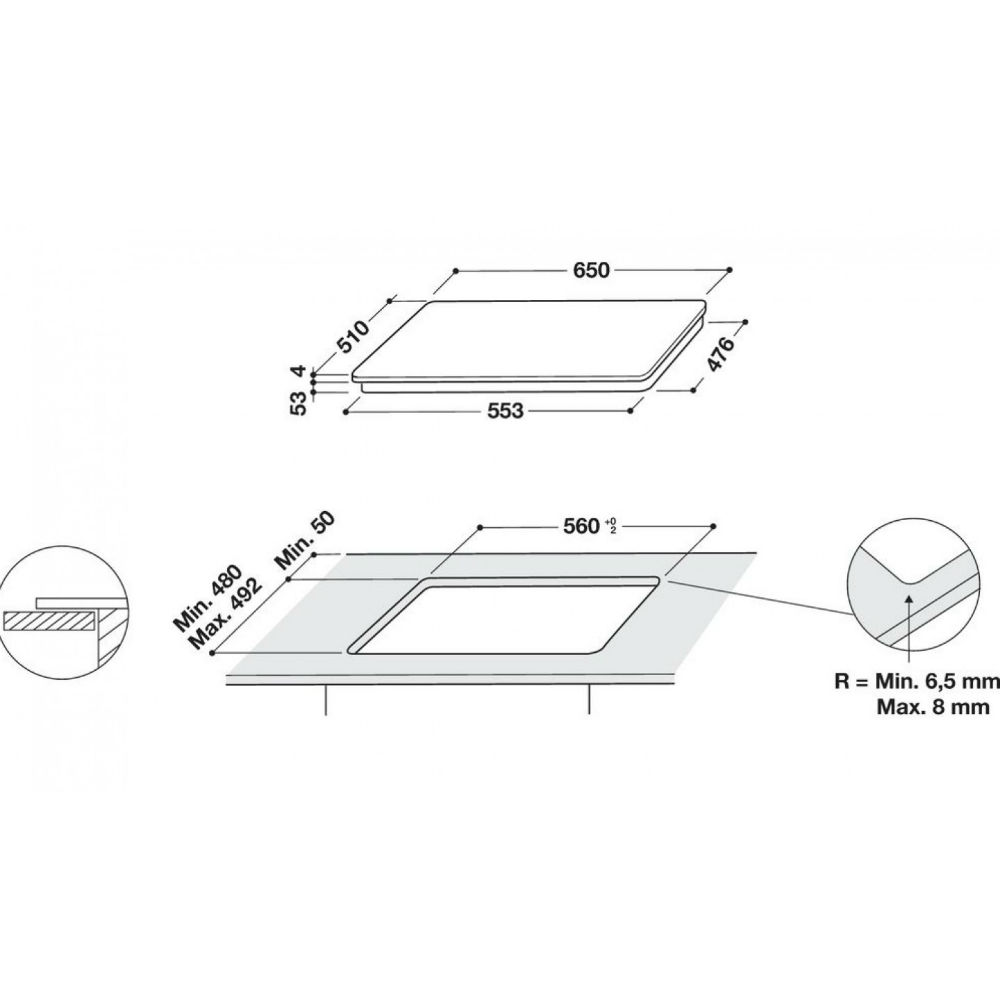 Варильна поверхня WHIRLPOOL SMC 654 F/BF Колір чорний