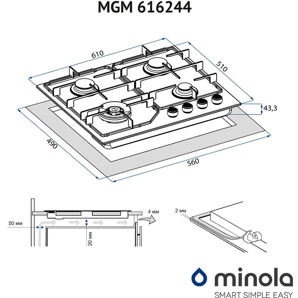Зображення Варильна поверхня MINOLA MGM 616224 WH