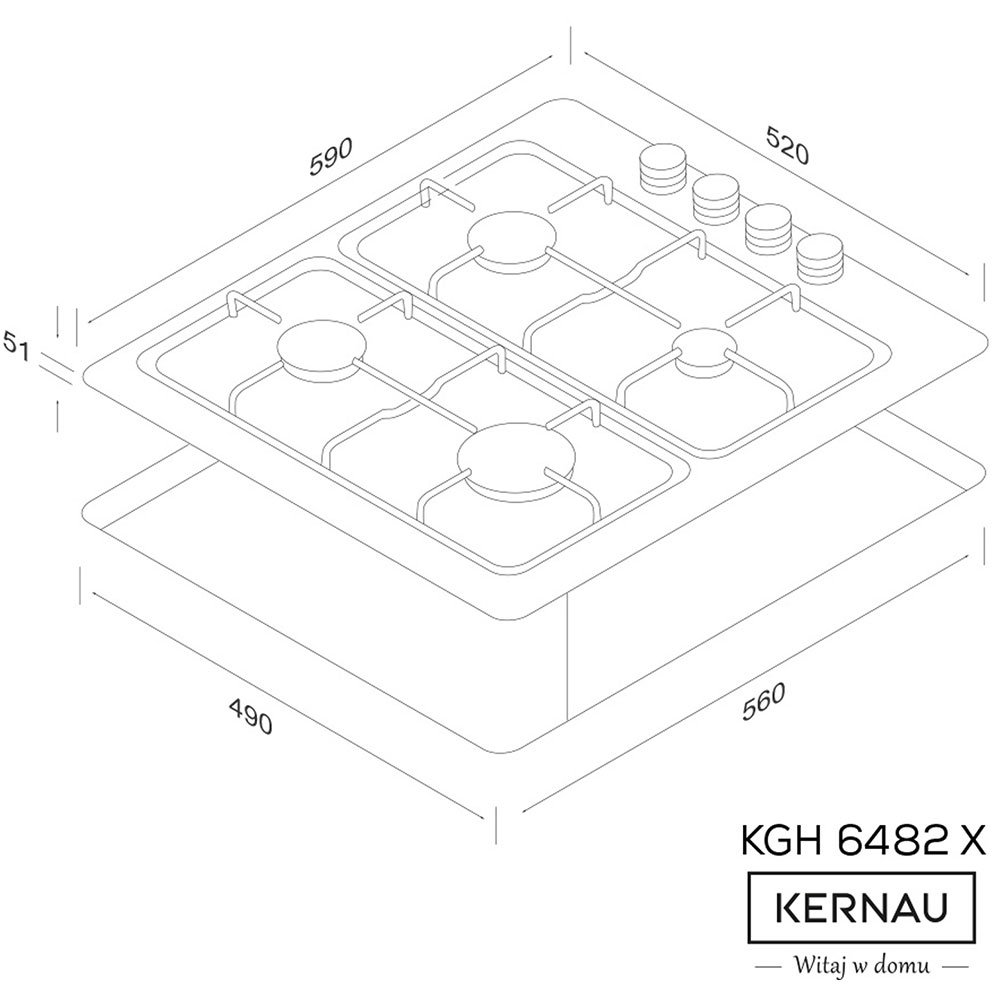 Варочная поверхность KERNAU KGH 6482 X Материал поверхности нержавеющая сталь