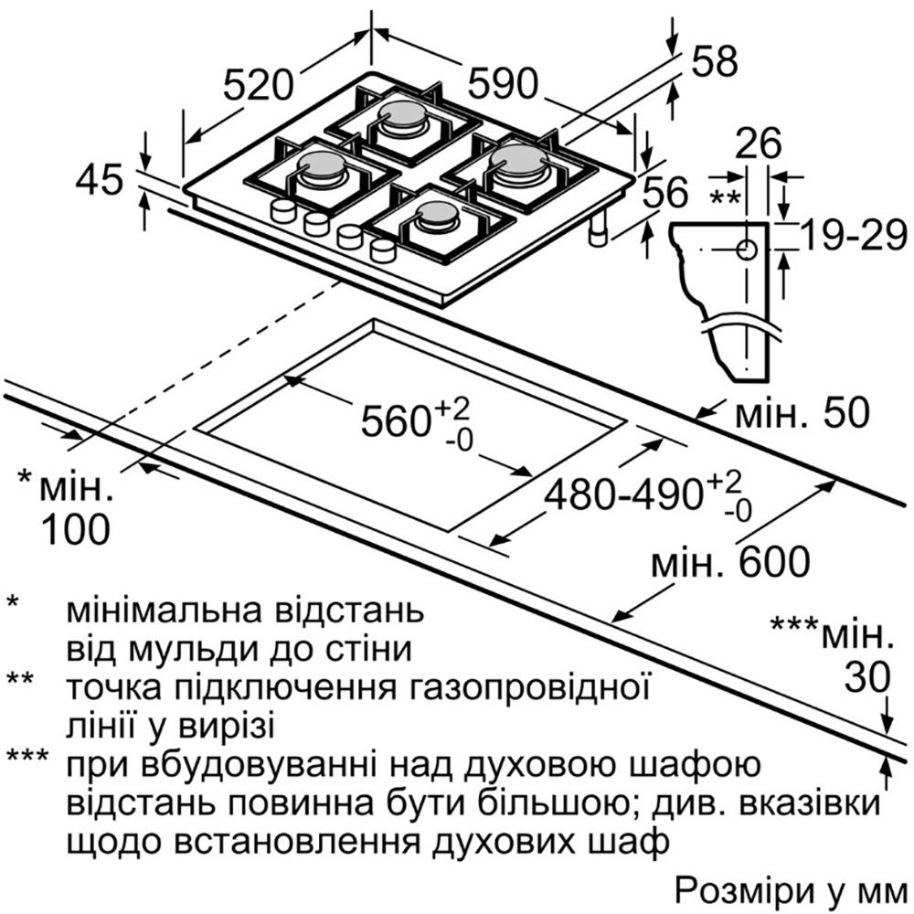 Внешний вид Газовая варочная поверхность BOSCH Series 4 PNK6B6P40R