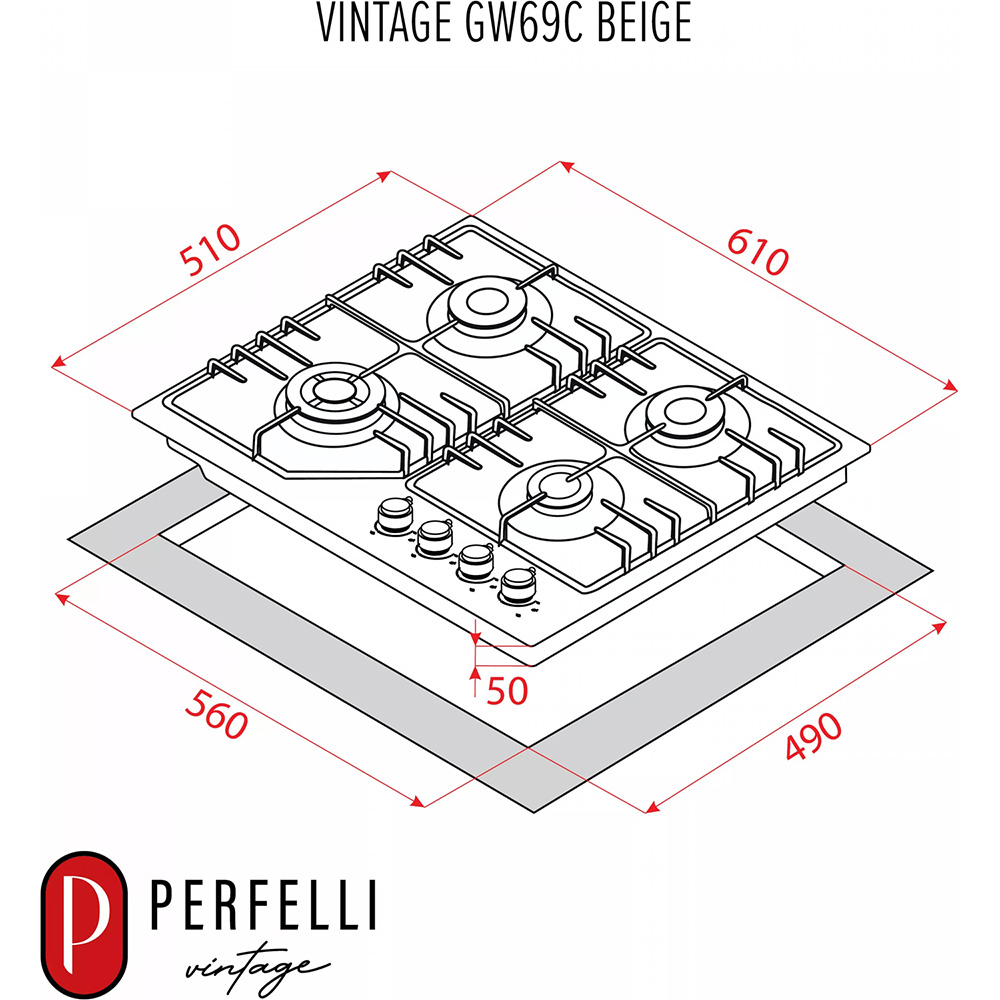 Огляд Варильна поверхня PERFELLI Vintage GW69C Beige