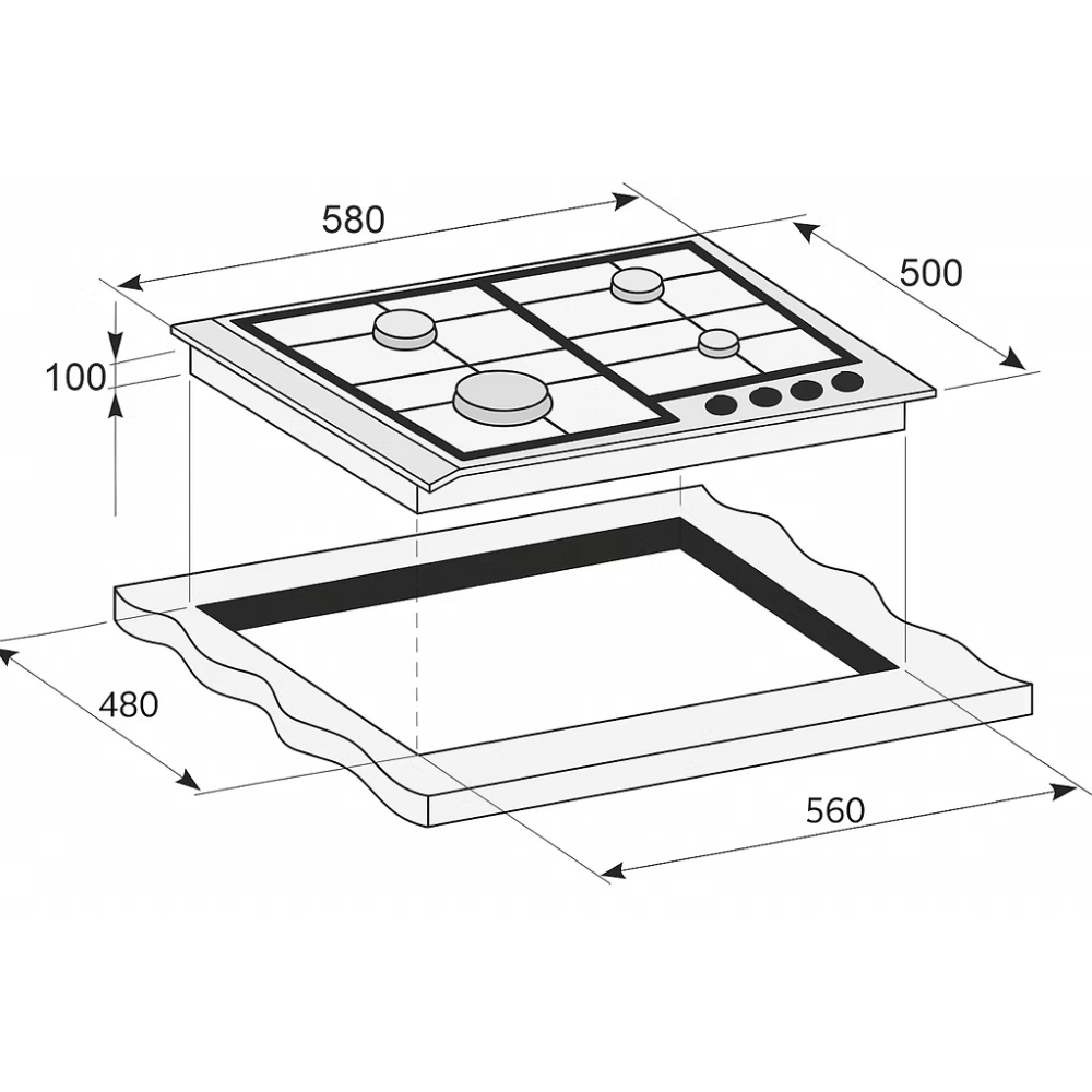 Варильна поверхня PRIME TECHNICS PGH 50016 FIXC Комплектація варильна поверхня, шнур 1,2 м з вилкою, форсунки для балонного газу LPG G30/28-30 мбар, документація