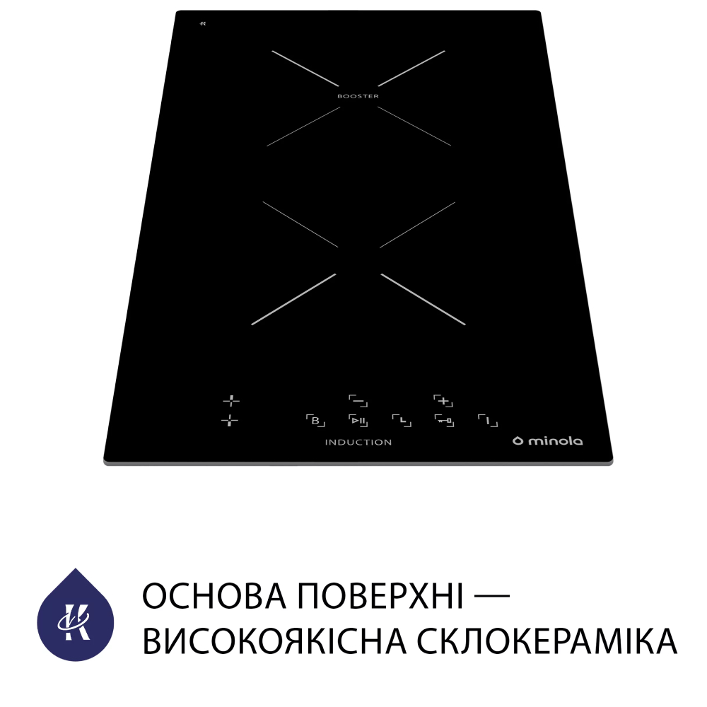 Варильна поверхня MINOLA MI 3037 KBL Тип поверхні індукційна