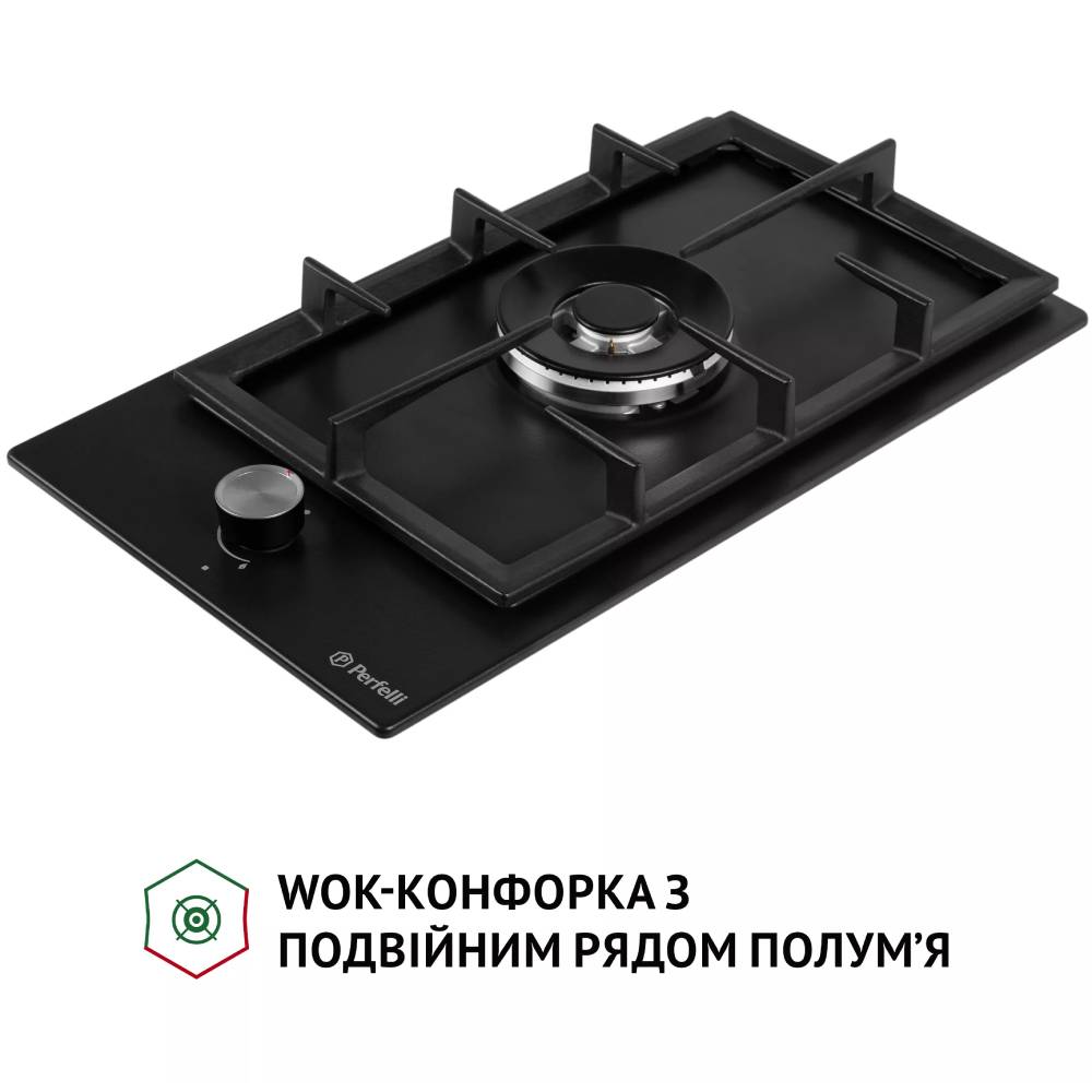 Варильна поверхня PERFELLI HGM 31404 BL Комплектація Інструкція, гарантійний талон, монтажний комплект, перехідник на балонний газ, шнур з вилкою