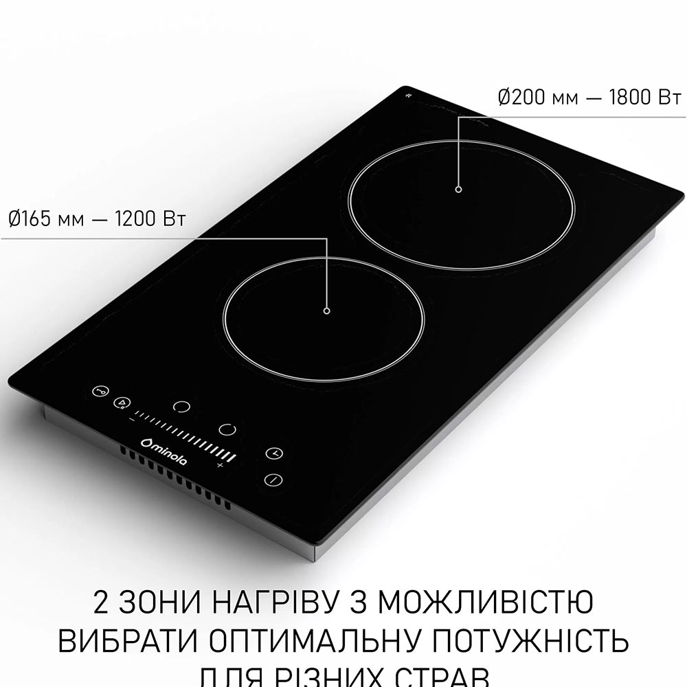 Варильна поверхня MINOLA MHS 3074 TBL (0500019) Центральна передня 1200 Вт, Ø 165 мм