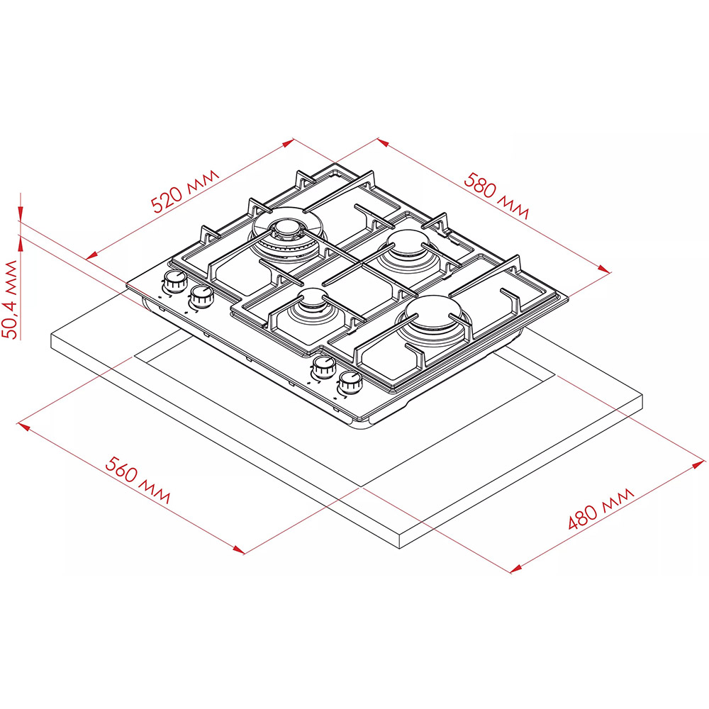 Варильна поверхня WEILOR GM W 654 BL Центральна передня 1000 Вт