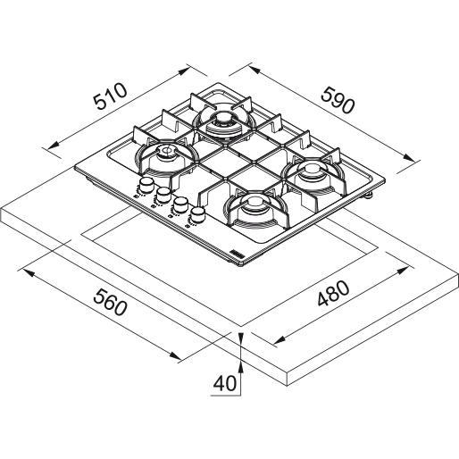 Варочная поверхность FRANKE FHMA 604 3G DC MB C (106.0670.112) Правая задняя 1750 Вт