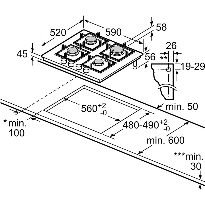 Варочная поверхность BOSCH PNK6B2P41R Левая передняя 3500 Вт