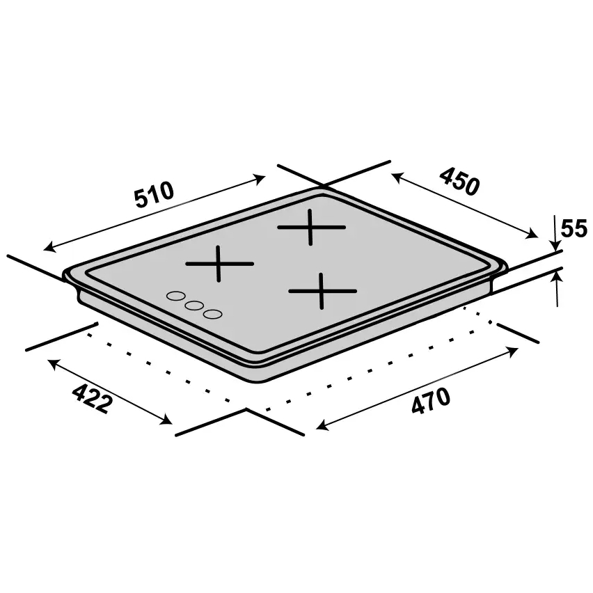 Варочная поверхность VENTOLUX HG430 K7G CS (BK) Правая 3000 Вт