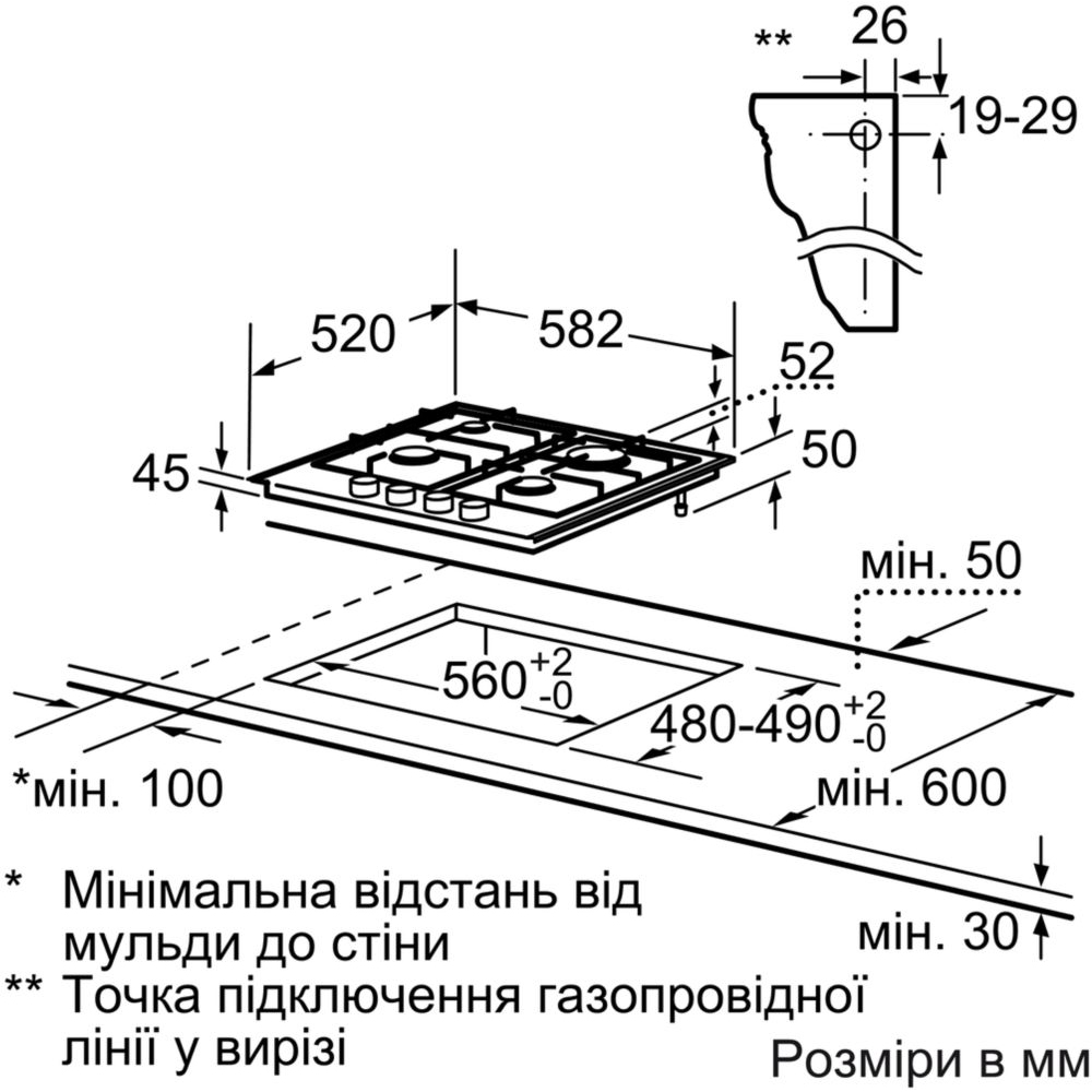 Варильна поверхня BOSCH PCP615B90E Газові конфорки 4