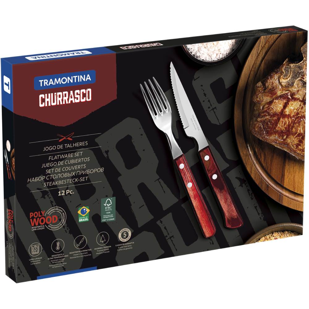Набор для барбекю TRAMONTINA Barbecue POLYWOOD 12 пр (21199/709) Материал нержавеющая сталь