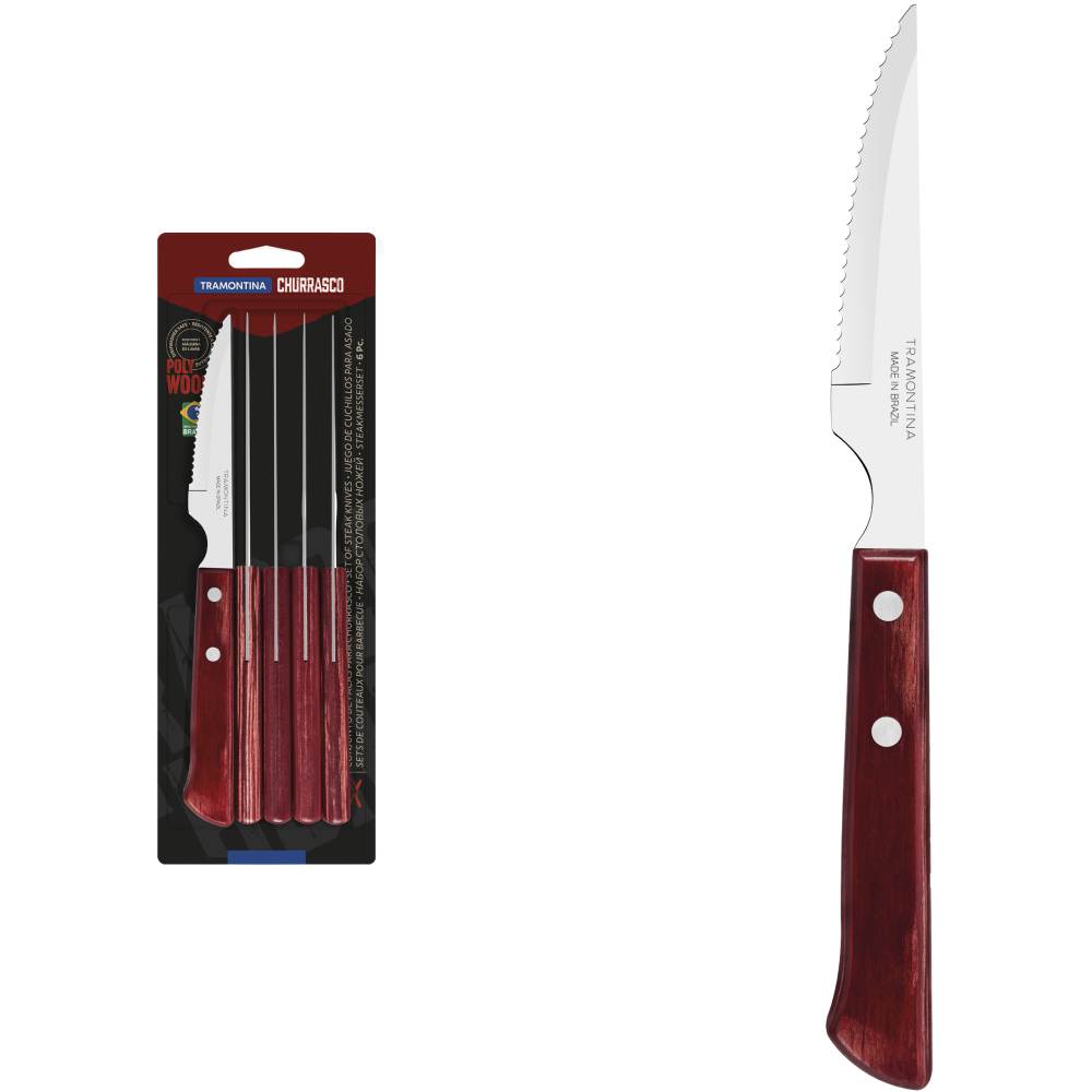 Набор ножей для стейка TRAMONTINA Barbecue POLYWOOD 6 шт (21109/674) Тип набор для барбекю