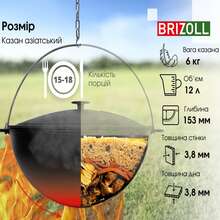 Котел BRIZOLL Азіатський чавунний з чавунною кришкою 12 л (KA12-1)