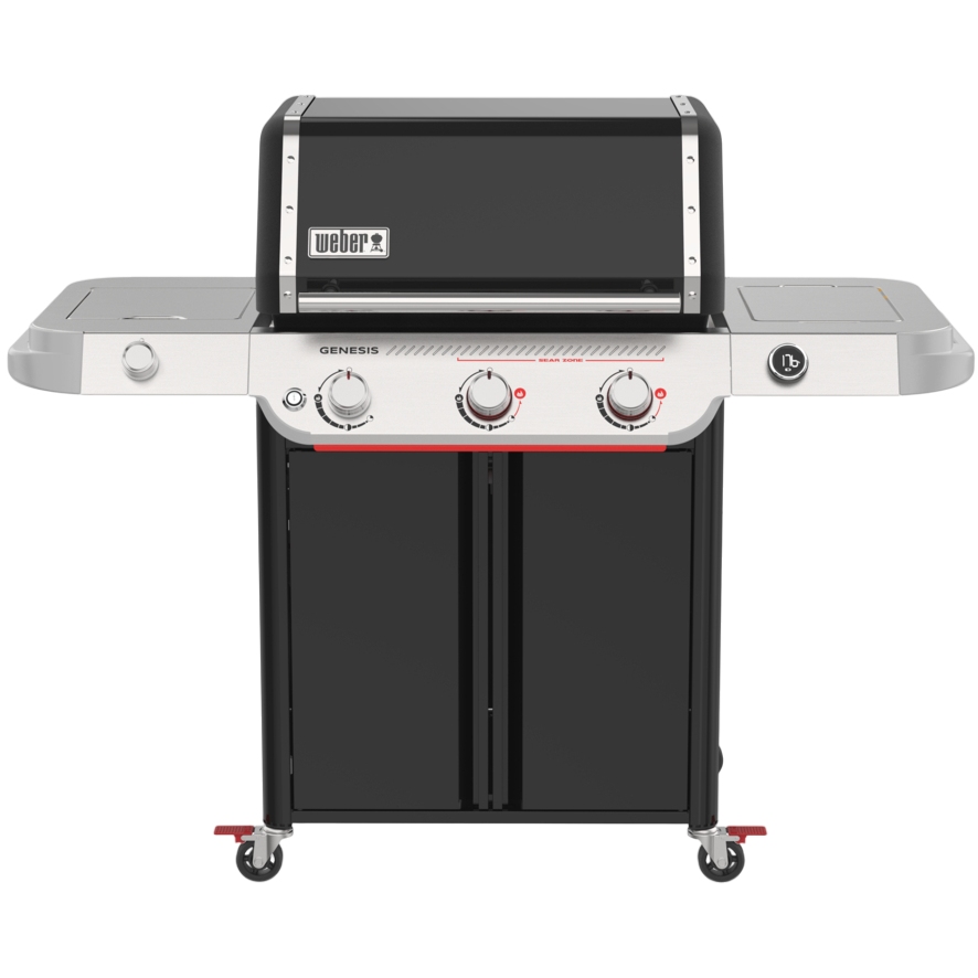 Газовый гриль WEBER Genesis E-335 (1501314) Дополнительно 2 дополнительных горелки Boost Burners; увеличенная зона Sear Zone; боковая горелка: 3,52 кВт; размеры с открытой крышкой: 160 см (В) × 156 см (Ш) × 77,50 см (Г); основная зона приготовления: 3310 кв.см; зона решетки для подогрева: 823 кв.см