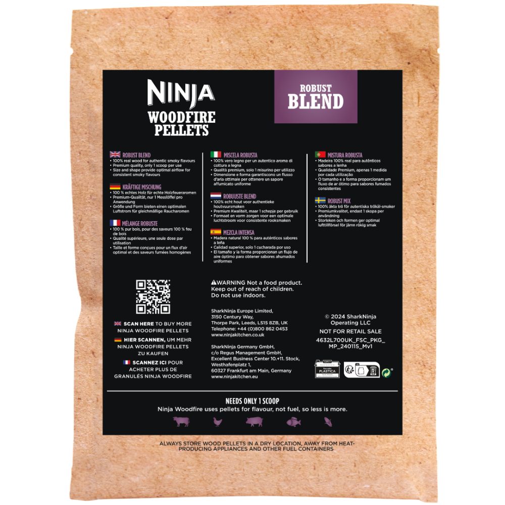 Пеллеты NINJA Woodfire Robust Blend (XSKOGRBPLT2EU) Дополнительно Для грилей серии OG; 100% натуральная древесина