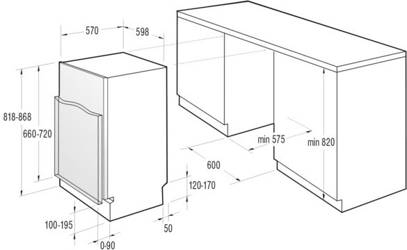 Вбудована посудомийна машина GORENJE GV 63321 (PMS60I) Ширина 60