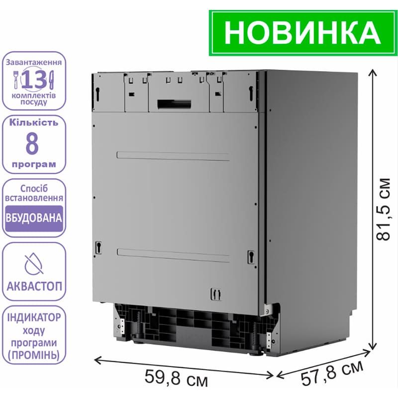 Внешний вид Встраиваемая посудомоечная машина PRIME TECHNICS PDW 60138 RBI