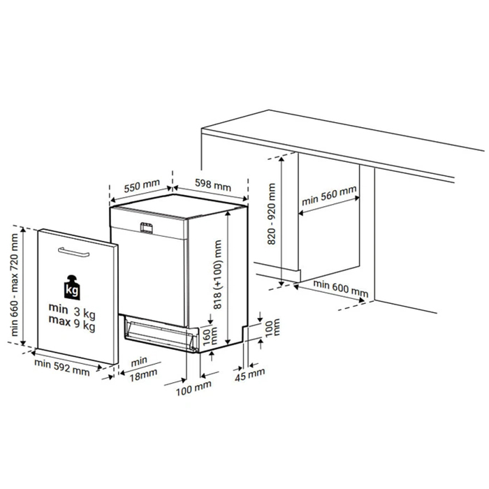 Зовнішній вигляд Вбудована посудомийна машина BEKO BDIN25325