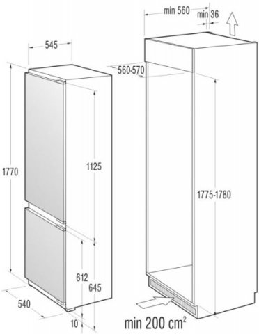 Встраиваемый холодильник GORENJE RKI 5181 AW Тип холодильника двухкамерный