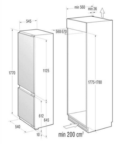 Встраиваемый холодильник GORENJE RKI 5181 KW Тип холодильника двухкамерный