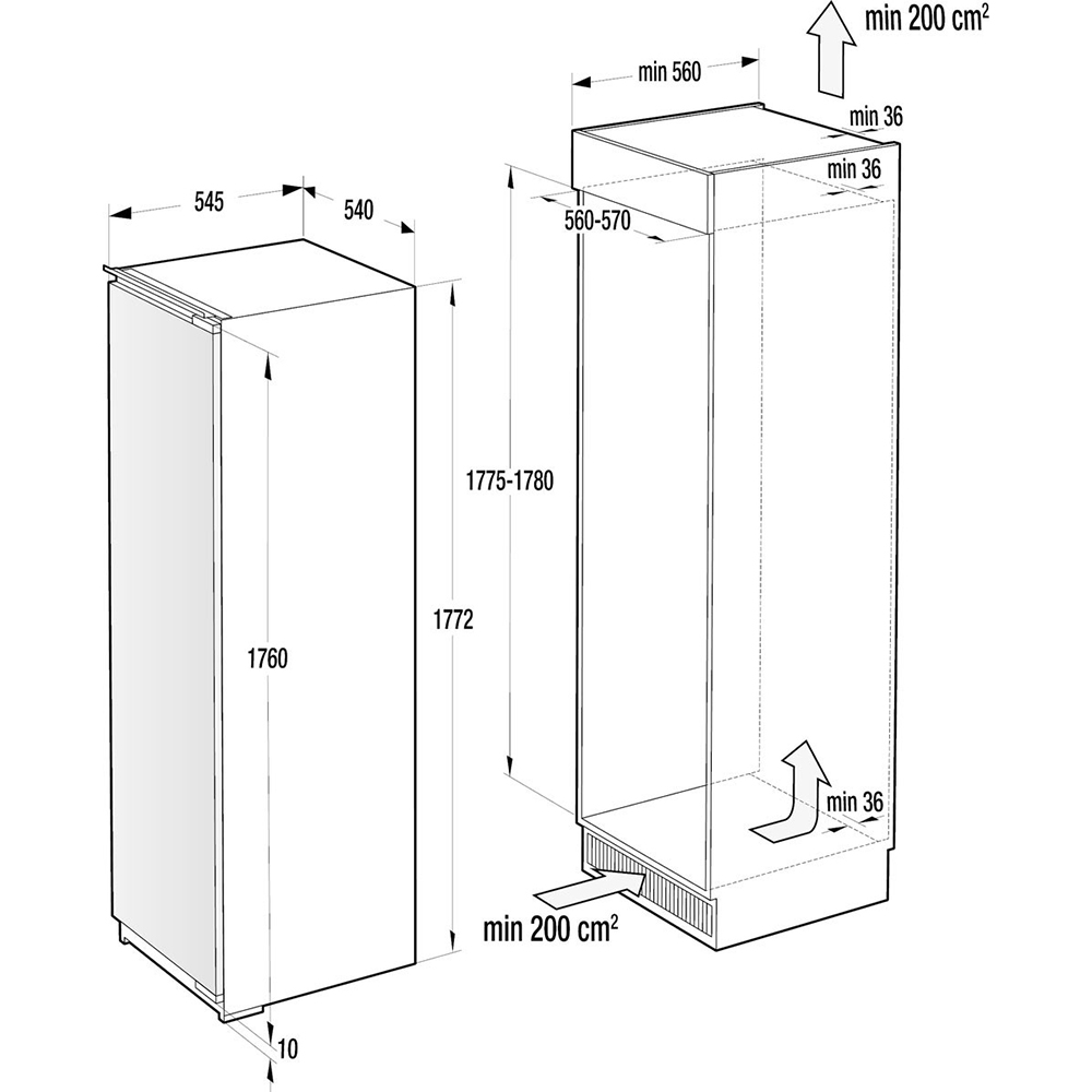 Встраиваемый холодильник GORENJE RI 2181 A1 (728401) Общий полезный объём 301